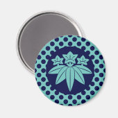  Blauw Kamakura Minamoto Japan Mon Oriental Magneet (Voorkant / Achterkant)