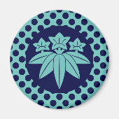  Blauw Kamakura Minamoto Japan Mon Oriental Magneet (Voorkant)