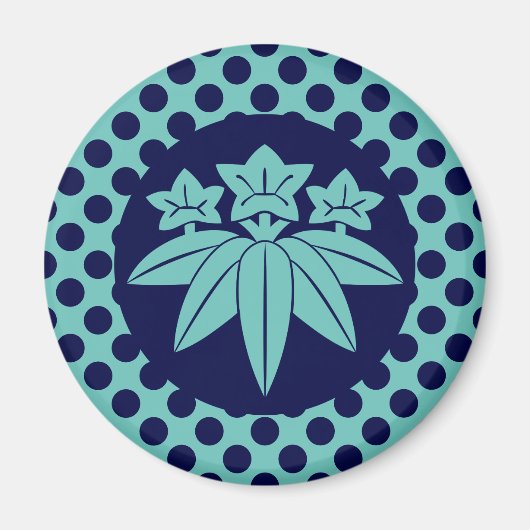  Blauw Kamakura Minamoto Japan Mon Oriental Magneet (Voorkant)