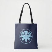  Blauw Kamakura Minamoto Japan Mon Oriental Tote Bag (Voorkant)