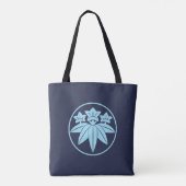  Blauw Kamakura Minamoto Japan Mon Oriental Tote Bag (Achterkant)