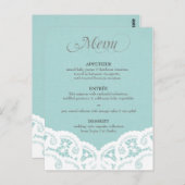 Blauw Kant Dagelijks Bruiloft Menu (Voorkant / Achterkant)