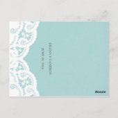 Blauw Kant Dagelijks Bruiloft Menu (Achterkant)