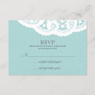 Blauw Kant Dagelijks Bruiloft RSVP Kaartje