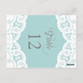 Blauw Kant Dagelijks Bruiloft Tafel Nummer Tafel K Briefkaart (Achterkant)