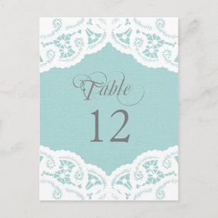 Blauw Kant Dagelijks Bruiloft Tafel Nummer Tafel K Briefkaart