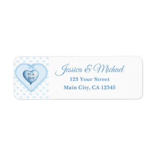 Blauw kant hart Het is een jongen Baby Shower Etiket