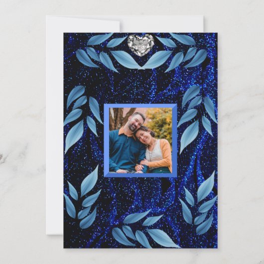 Blauw kant Modern Trendy Boho Klasse Jubileum Kaart (Achterkant)