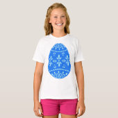 Blauw Kant Paasei Meisjes T-shirt (Voorkant volledig)