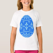 Blauw Kant Paasei Meisjes T-shirt (Voorkant)