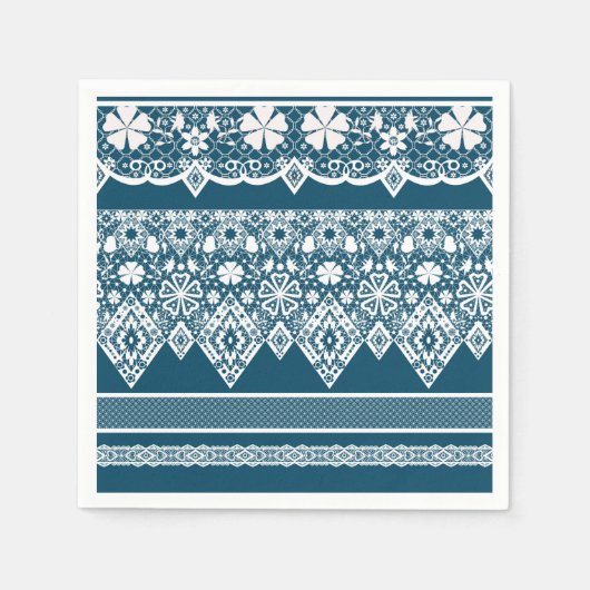 Blauw kant patroon. servetten (Voorkant)