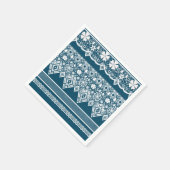 Blauw kant patroon. servetten (Hoek)