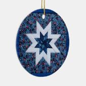 blauw kantelster met ronde sierstrip keramisch ornament (Rechts)