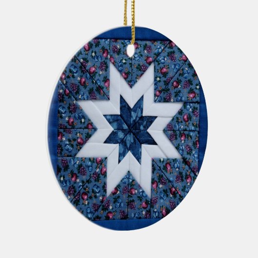 blauw kantelster met ronde sierstrip keramisch ornament (Rechts)