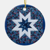 blauw kantelster met ronde sierstrip keramisch ornament (Voorkant)