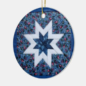 blauw kantelster met ronde sierstrip keramisch ornament (Links)