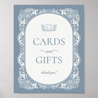 Blauw Kanten Kleedje Vintage Bloemkaarten & Cadeau Poster