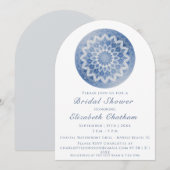 Blauw Kanten Mandala Bruidsfeest Kaart (Voorkant / Achterkant)