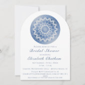 Blauw Kanten Mandala Bruidsfeest Kaart (Voorkant)