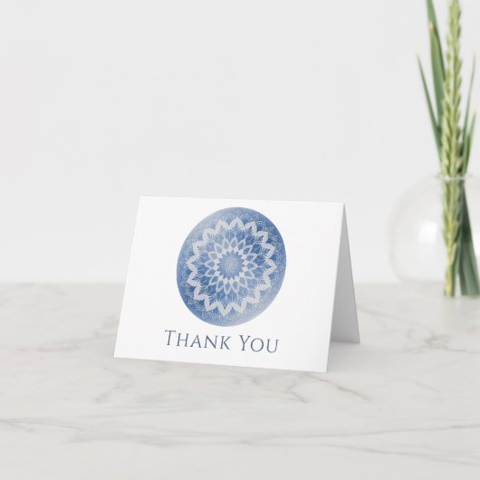 Blauw Kanten Mandala Bruiloft Bedankkaart (Voorkant)