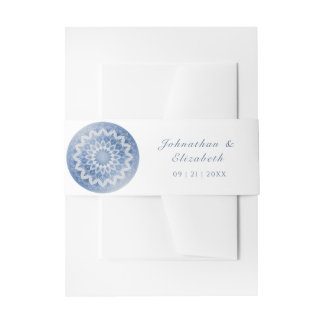 Blauw Kanten Mandala Trouwkaart Uitnodigingen Wikkel