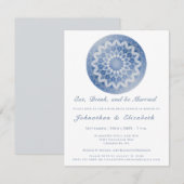 Blauw Kantwerk Mandala Oefenbruiloft Dinner Kaart (Voorkant / Achterkant)