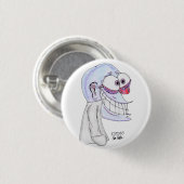 blauw karakter glimlachend met jas ronde button 3,2 cm (Voorkant /achterkant)