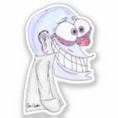 blauw karakter glimlachend met jas sticker (Voorkant)