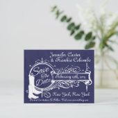 blauw karton Cowboy sparen de datum Aankondigingskaart (Staand voorkant)