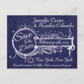  blauw karton sparen de datum aankondigingskaart (Voorkant)