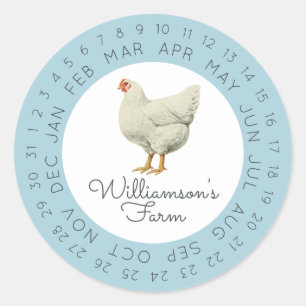 Blauw Karton voor Eieren van Oude Boerderijhen met Ronde Sticker