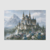 Blauw kasteelbergdecoupage tissuepapier (Voorkant)