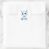 Blauw Kat Classic Ronde Sticker (Tas)