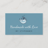 Blauw Kat Haakwerk Breien Handgemaakt Kraft Garen Visitekaartje (Voorkant)