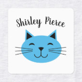 Blauw Kat met aangepaste naam Iron op kleding Labels (Design 1)
