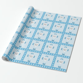 Blauw katholiek doopcadeauverpakkings papier voor