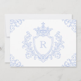 Blauw Katholiek Doopsel Heraldisch Wapen Initiaal Kaart