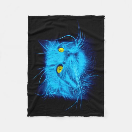 Blauw katje fleece deken (Voorkant)