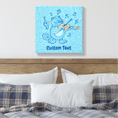 Blauw katje met Violin Canvas afdrukken (Insitu (Slaapkamer))