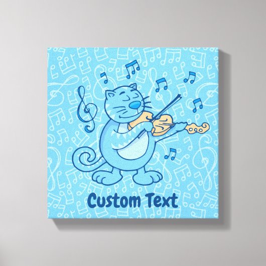 Blauw katje met Violin Canvas afdrukken (Voorkant)