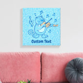 Blauw katje met Violin Canvas afdrukken (Insitu (Woonkamer))