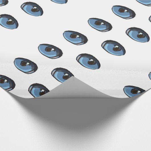 Blauw katje oog patroon cadeaupapier (Hoek)