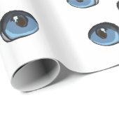 Blauw katje oog patroon cadeaupapier (Rol Hoek)