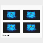 Blauw katje rechthoekige sticker (Vel)