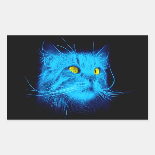 Blauw katje rechthoekige sticker (Voorkant)