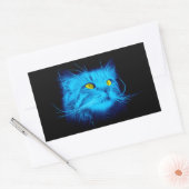 Blauw katje rechthoekige sticker (Envelop)