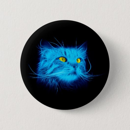 Blauw katje ronde button 5,7 cm (Voorkant)