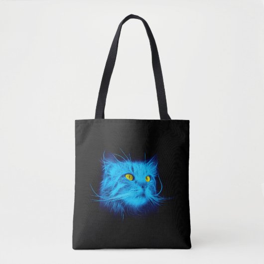 Blauw katje tote bag (Voorkant)