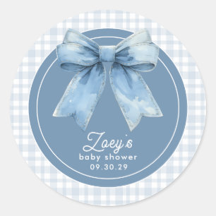 Blauw Katoen Baby Baby Shower Ronde Sticker