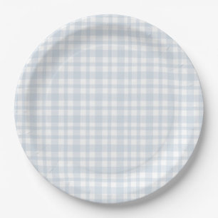 Blauw katoen baby jongen baby shower Gingham  Papieren Bordje